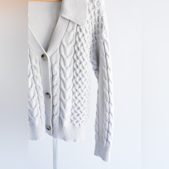 Parker Women's Creamy Gray Cable Knit Cardigan Size XS - Picture 5 of 10